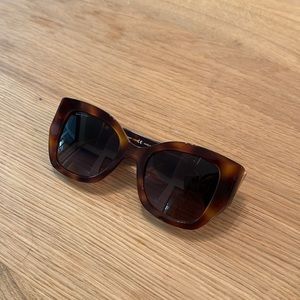 Ferragamo Chunky Tortoise Oval Cat Eye Sunglasses